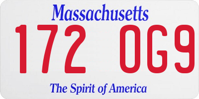 MA license plate 172OG9