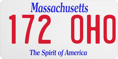 MA license plate 172OH0