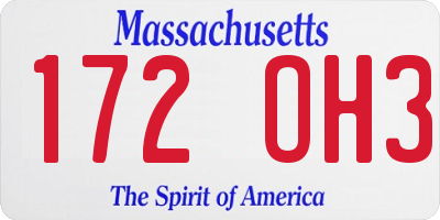 MA license plate 172OH3