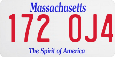 MA license plate 172OJ4