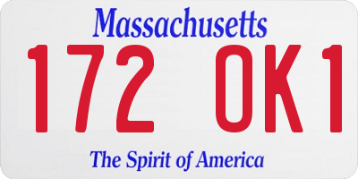 MA license plate 172OK1