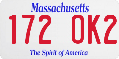 MA license plate 172OK2