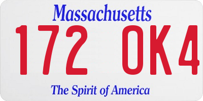 MA license plate 172OK4