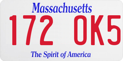 MA license plate 172OK5