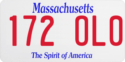 MA license plate 172OL0