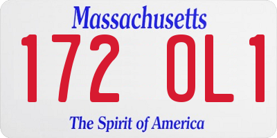 MA license plate 172OL1