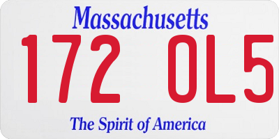 MA license plate 172OL5