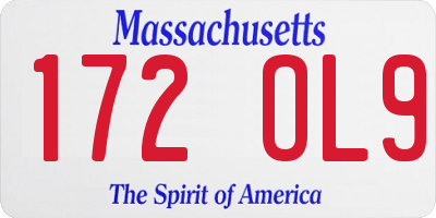 MA license plate 172OL9