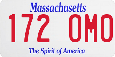 MA license plate 172OM0