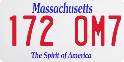 MA license plate 172OM7