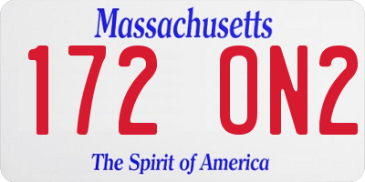 MA license plate 172ON2