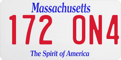 MA license plate 172ON4