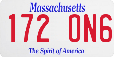 MA license plate 172ON6