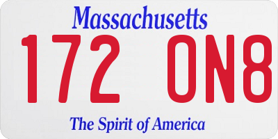 MA license plate 172ON8