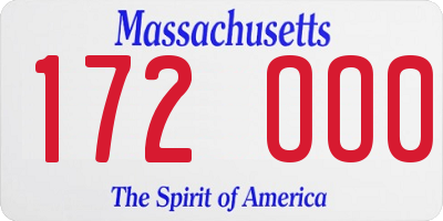 MA license plate 172OO0