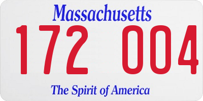 MA license plate 172OO4