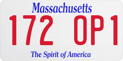 MA license plate 172OP1