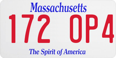 MA license plate 172OP4