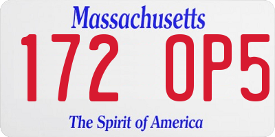 MA license plate 172OP5