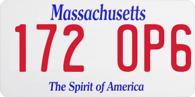 MA license plate 172OP6