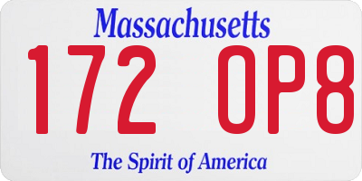 MA license plate 172OP8