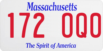 MA license plate 172OQ0