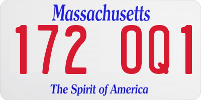 MA license plate 172OQ1