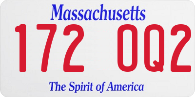 MA license plate 172OQ2