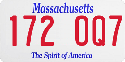 MA license plate 172OQ7