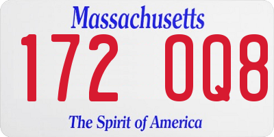 MA license plate 172OQ8