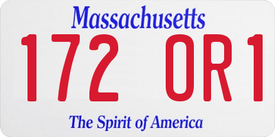 MA license plate 172OR1