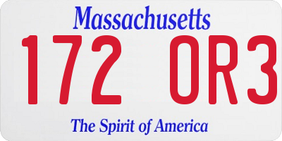 MA license plate 172OR3