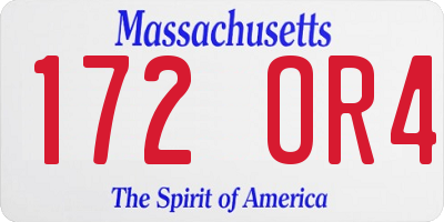 MA license plate 172OR4