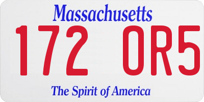 MA license plate 172OR5
