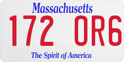 MA license plate 172OR6