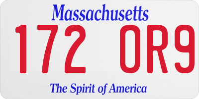 MA license plate 172OR9