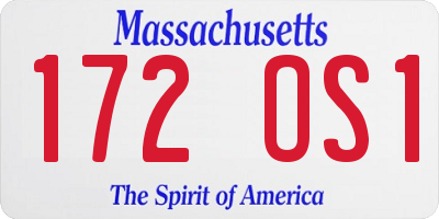 MA license plate 172OS1