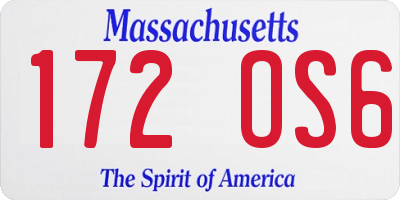 MA license plate 172OS6