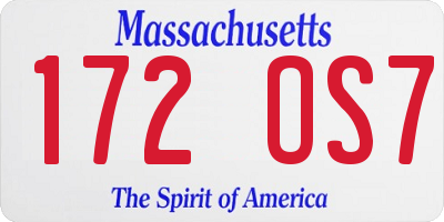 MA license plate 172OS7