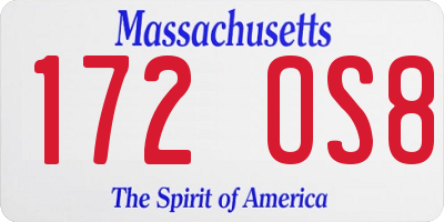 MA license plate 172OS8