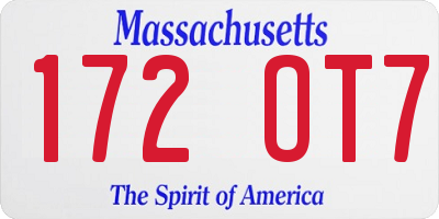 MA license plate 172OT7