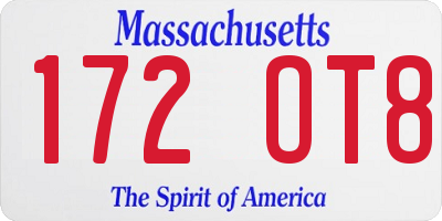 MA license plate 172OT8