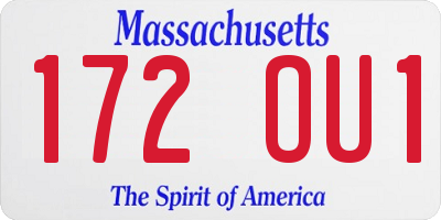 MA license plate 172OU1
