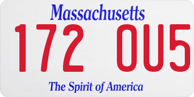 MA license plate 172OU5
