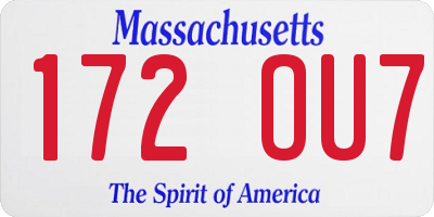 MA license plate 172OU7
