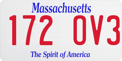 MA license plate 172OV3