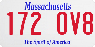 MA license plate 172OV8