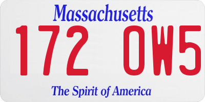 MA license plate 172OW5