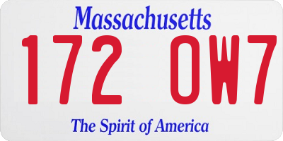 MA license plate 172OW7