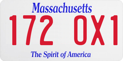MA license plate 172OX1